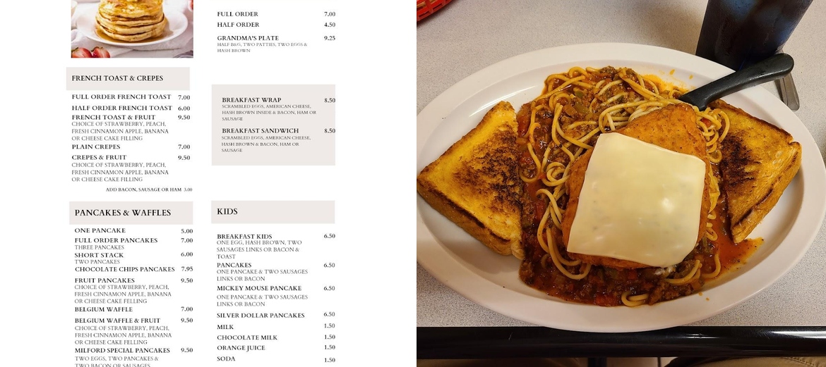 Milford Family Restaurant Menu
