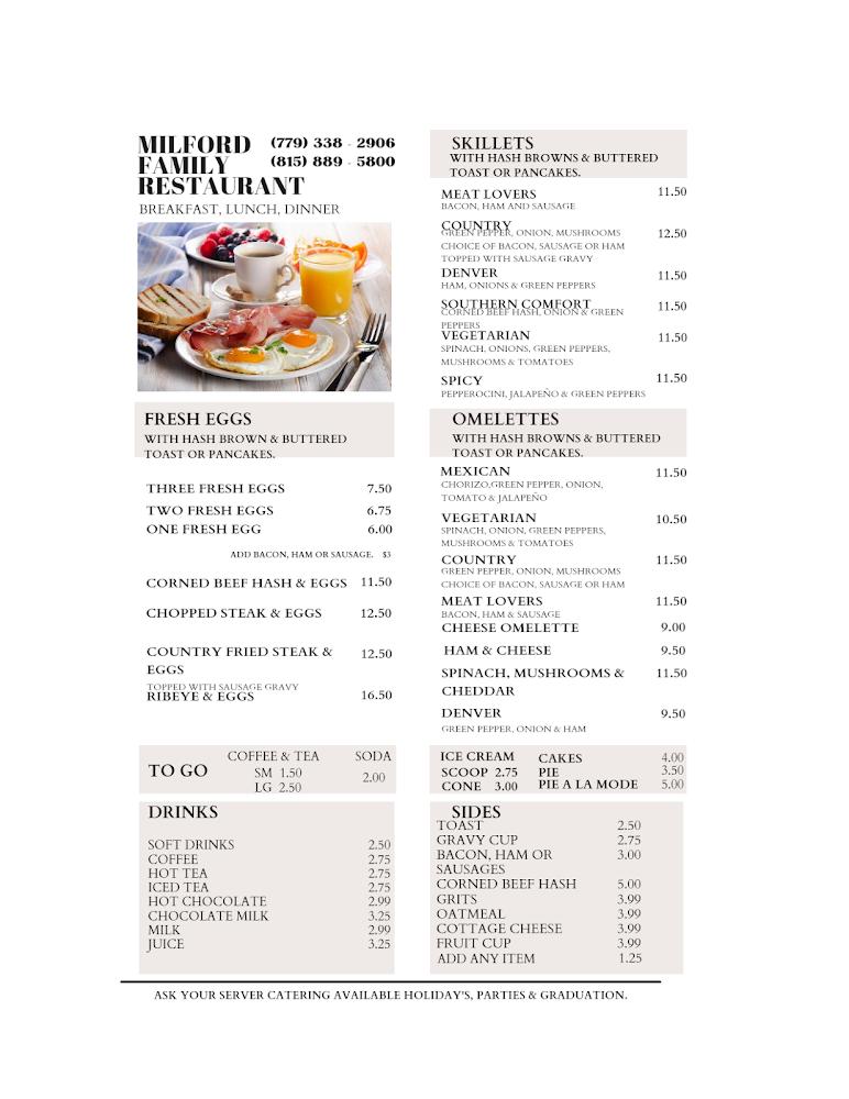 Milford Family Restaurant Menu image 1