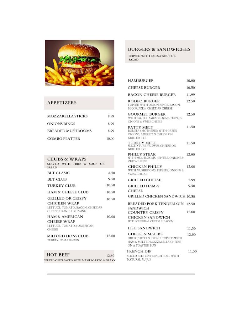 Milford Family Restaurant Menu image 2